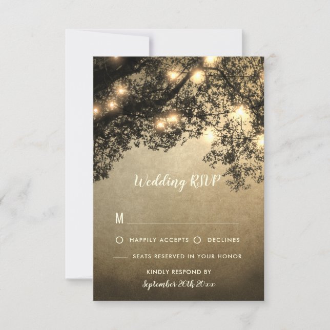 Rustic Vintage Tree Branch Wedding RSVP Cards (Front)