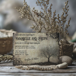 Rustic Vintage Tree Wedding Invitation