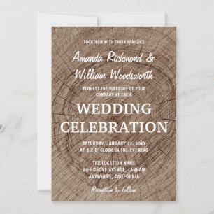 Rustic Vintage Tree Wood Wedding Invitation