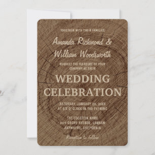Rustic Vintage Tree Wood Wedding Invitation Kraft