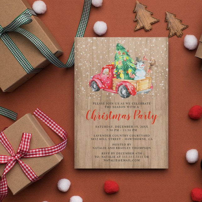 Rustic Vintage Truck | Christmas Holiday Party Invitation (Creator Uploaded)