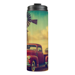 rustic/vintage truck on the farm thermal tumbler