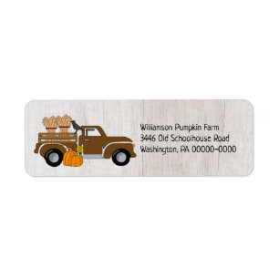 Rustic Vintage Truck Pumpkin Farm Return Address Label