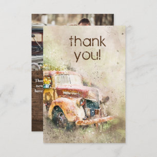Rustic Vintage Truck Wedding Photo Thank You Invitation