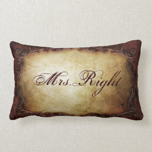 rustic vintage typography western country wedding lumbar cushion