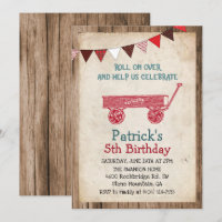 Rustic Vintage Wagon Boy Birthday Invitation