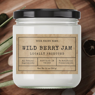 Rustic Vintage Waterproof Homemade Jam Jar Label
