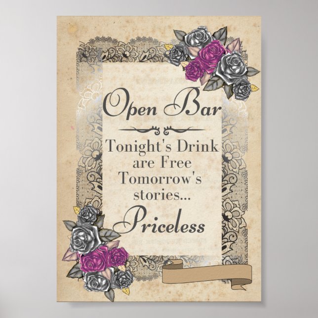 Rustic Vintage Wedding Bar Sign (Front)