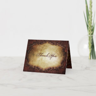 rustic vintage western country wedding thank you card