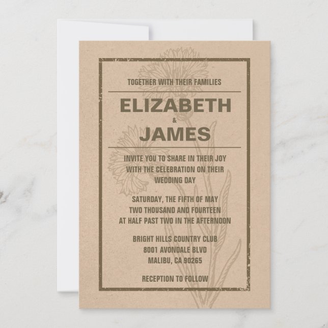 Rustic Vintage Western Wedding Invitations (Front)