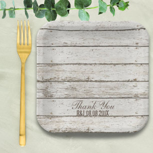 rustic vintage white barn wood barn wedding favour paper plate