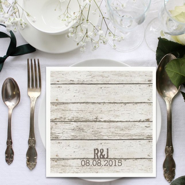 rustic  vintage white barn wood barn wedding napkin (rustic vintage white barn wood barn wedding paper napkins)