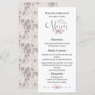 Rustic Vintage  Wildflowers Botanical Wedding Menu