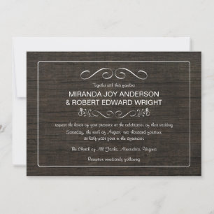 Rustic Vintage Wood Wedding Invitations
