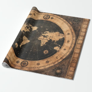 Rustic Vintage World Map Globe (4) Wrapping Paper