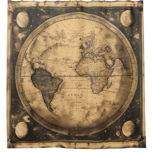 Rustic Vintage World Map Globe (6) Shower Curtain