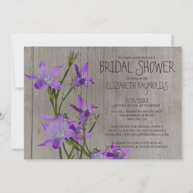 Rustic Violet Bridal Shower Invitations (Front)