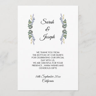 Rustic Violet Foliage Wedding Thank You Card