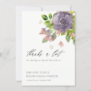 RUSTIC VIOLET PINK WILD FLOWER & FOLIAGE Thank You