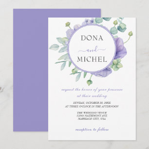 Rustic Violet Summer Wild Floral Wedding Invitation