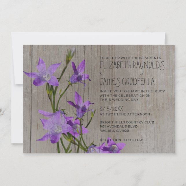 Rustic Violet Wedding Invitations (Front)
