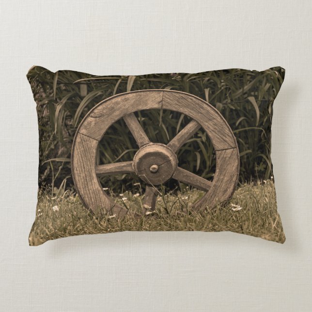 Rustic Wagon Wheel Decorative Cushion (Front)