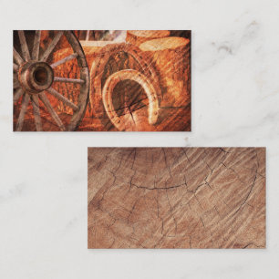 Rustic Wagon Wheel Horseshoes Western Style Business Card