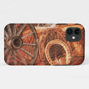 Rustic Wagon Wheel Horseshoes Western Style iPhone 11 Case
