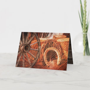 Rustic Wagon Wheel Horseshoes Western Style Note C Card