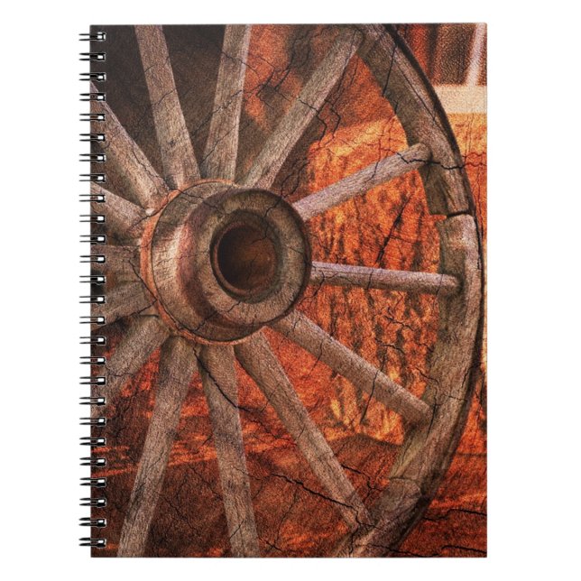 Rustic Wagon Wheel Horseshoes Western Style Notebook (Front)
