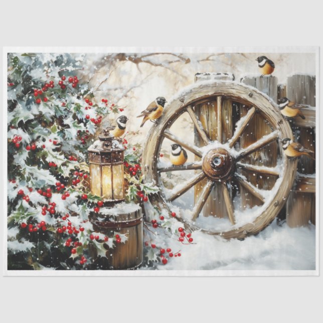 Rustic Wagon Wheel Tissue Paper (Front)