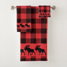 Rustic Walking Moose Buffalo Plaid 