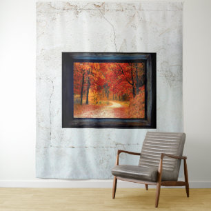 Rustic Wall Texture Window with the View Tapestry