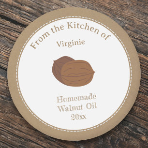 Rustic Walnut Oil Label Sticker