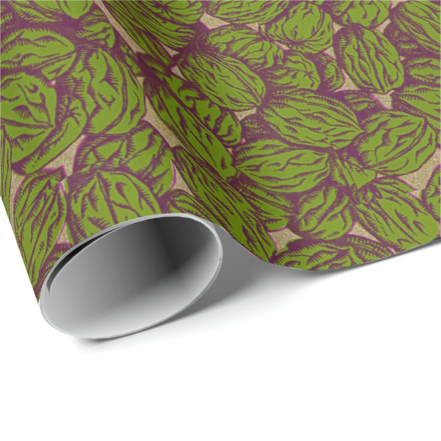 Rustic Walnut Pattern Gold Wrapping Paper (Roll Corner)