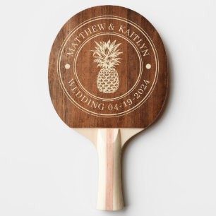 Rustic Walnut Wood Pineapple Wedding Names Ping Pong Paddle