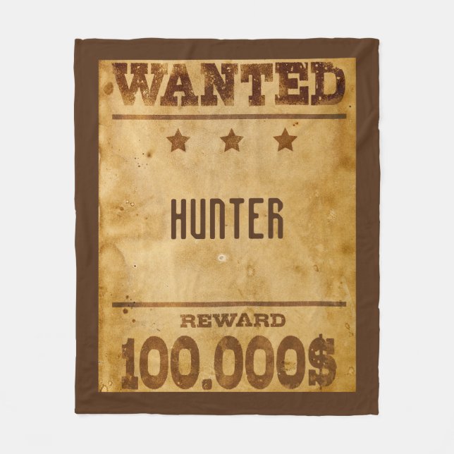 Rustic Wanted $100000 Personalised  Fleece Blanket (Front)