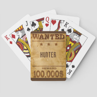 Rustic Wanted $100000 Personalised  Playing Cards