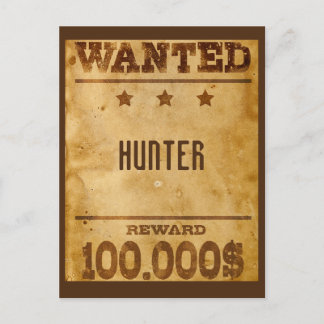 Rustic Wanted $100000 Personalised  Postcard