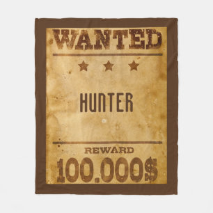 Rustic Wanted $100000 Personalized  Fleece Blanket