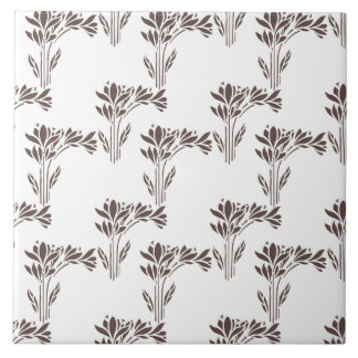 Rustic Warm Brown Stylized Botanica Ceramic Tile
