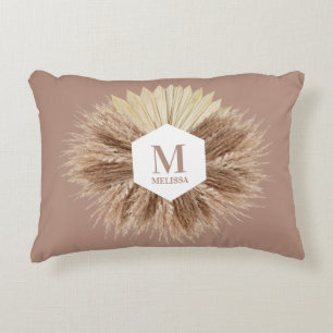 Rustic Warm Neutral Colours Monogram  Decorative Cushion