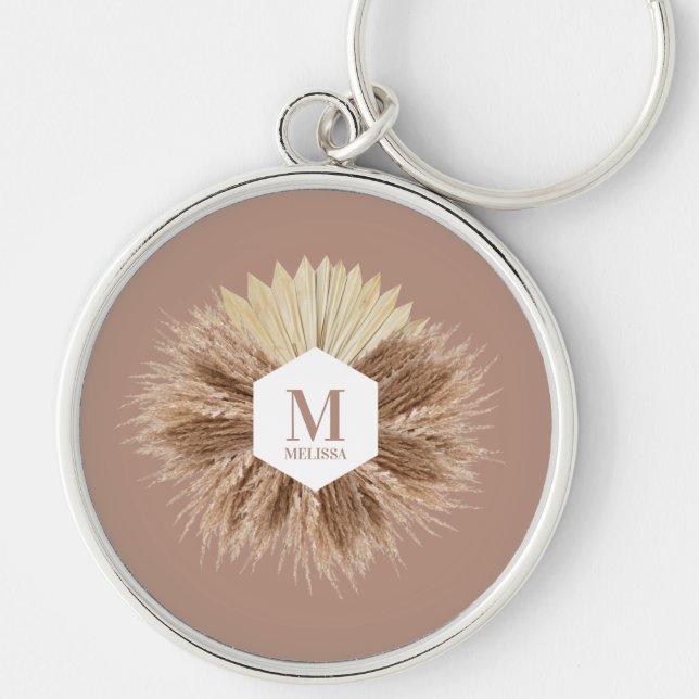 Rustic Warm Neutral Colours Monogram  Key Ring (Front)