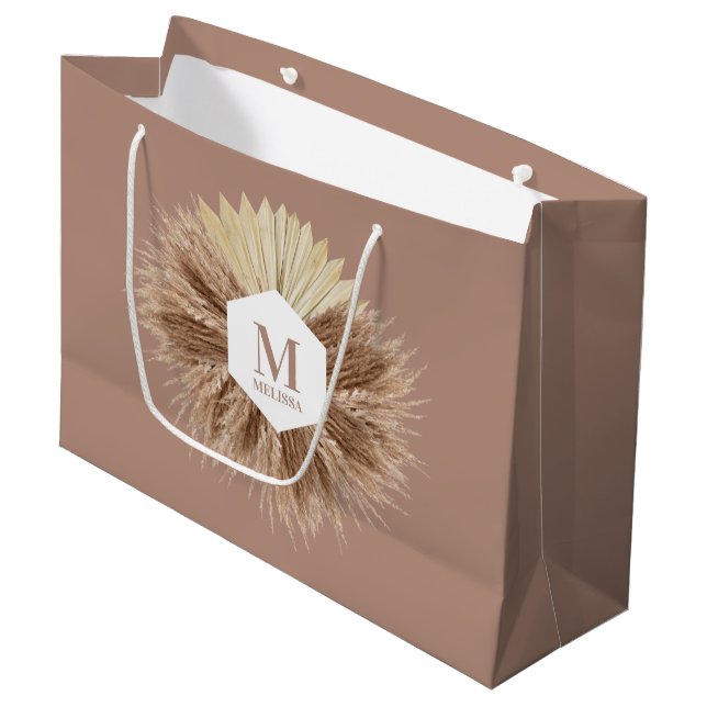 Rustic Warm Neutral Colours Monogram  Large Gift Bag (Front Angled)