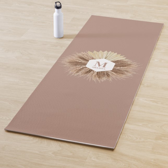 Rustic Warm Neutral Colours Monogram  Yoga Mat (In Situ)