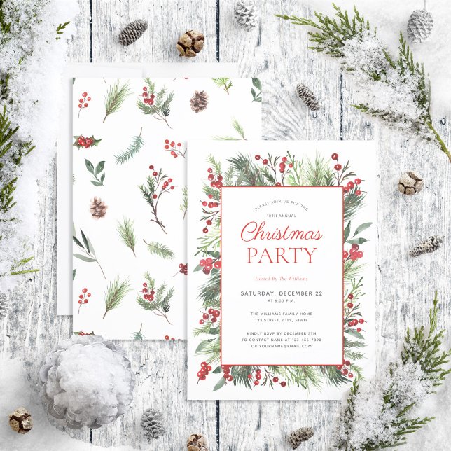 Rustic Warm Red Winter Holiday Party Invitation (Creator Uploaded)