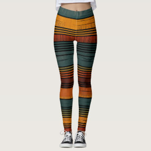 Rustic Warm Stripes Leggings