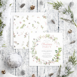 Rustic Warm Winter Berry Wreath Christmas Party Invitation