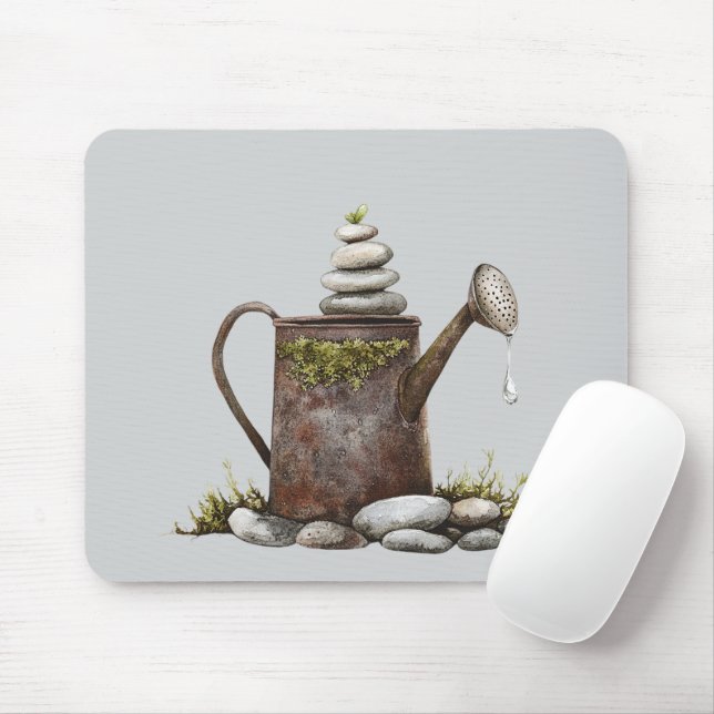 Rustic Water Can Rocks Spring Mouse Pad (With Mouse)