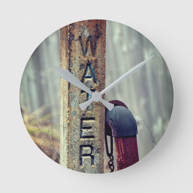 Rustic Water Valve Round Clock (Front)